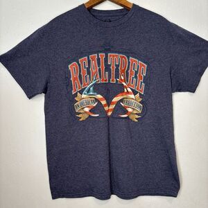 Realtree Mens Top Blue L  Pullover Short‎ Sleeve An American Tradition Logo Tee